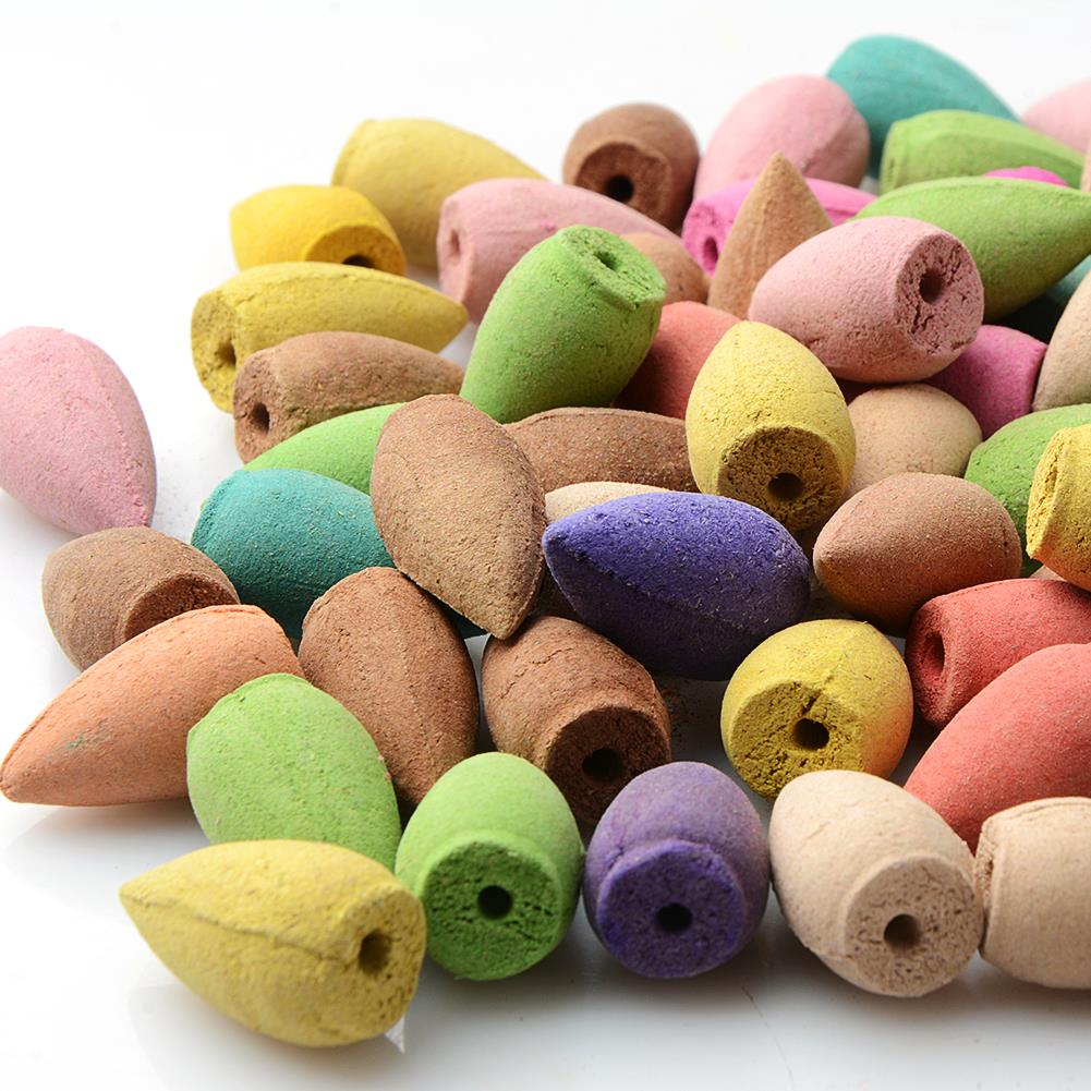 50PCS Floral Incense Cone With Tray Colorful Fragrance Scent Tower Incense Mixed Scent Aromatherapy Fresh Air Aroma Spice