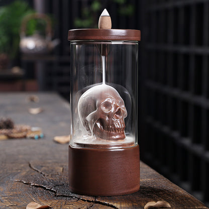 Ceramic Skull Smoke Backflow Incense Burner Creative Antique Skull Glass Windshield Backflow Incense Burner