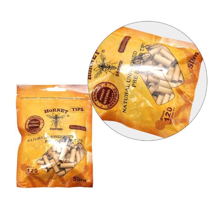 HORNET DANGER 120x / 100x HORNET Pre Rolled Natural Unrefined Cigarette Filter Rolling Paper Tips 7MM Rolling Filter