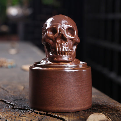 Ceramic Skull Smoke Backflow Incense Burner Creative Antique Skull Glass Windshield Backflow Incense Burner