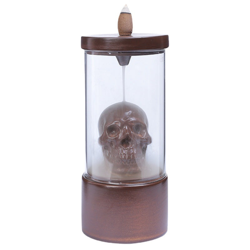 Ceramic Skull Smoke Backflow Incense Burner Creative Antique Skull Glass Windshield Backflow Incense Burner